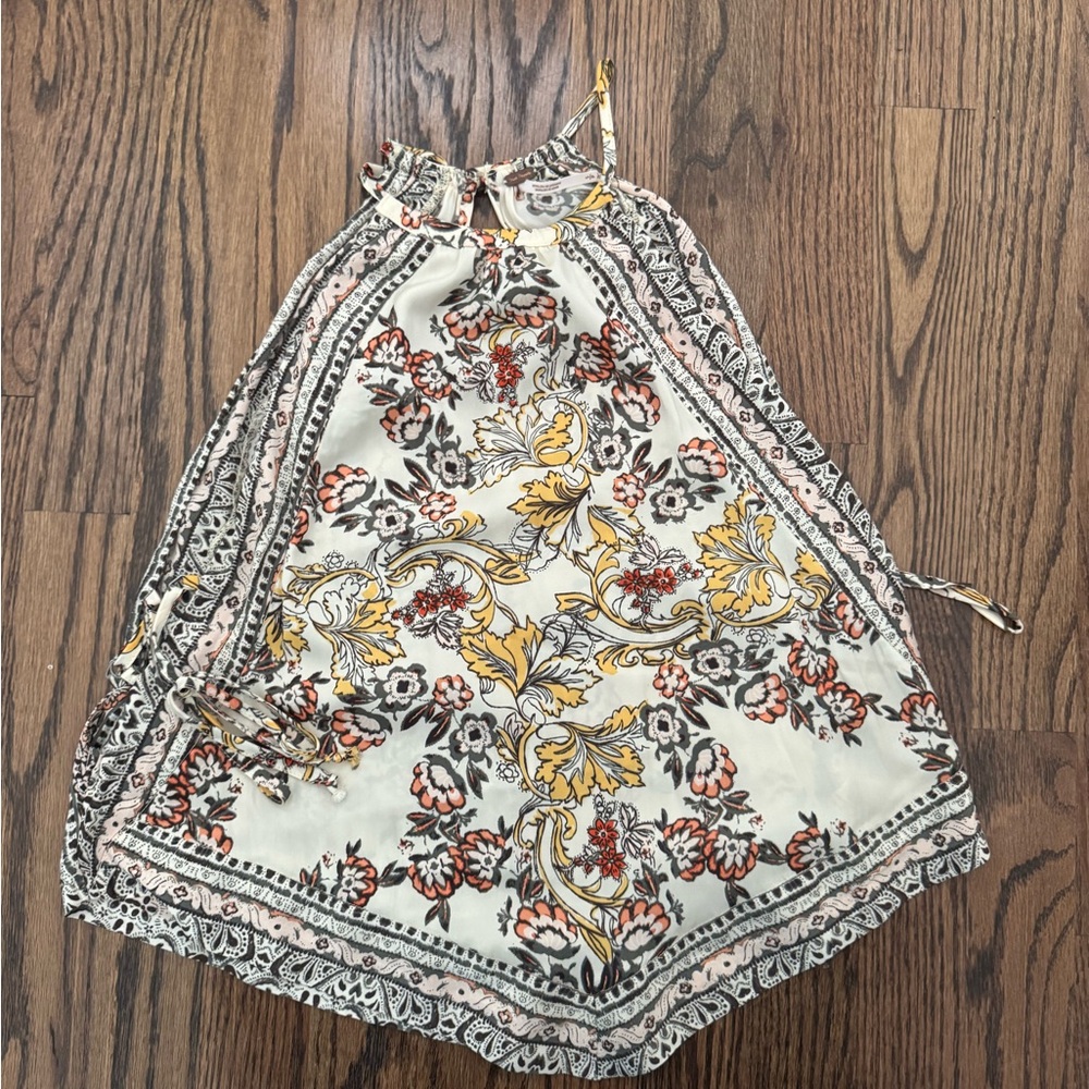Free People Floral Print Tank Top - Cream and Yellow